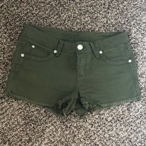 Green denim shorts